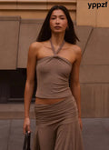 Zayde Top - Taupe - Halter Tops